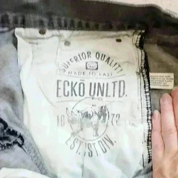 Vintage Ecko Unlimited relaxed Fit jorts black Denim Jean Shorts Mens Size 38 - Picture 6 of 8